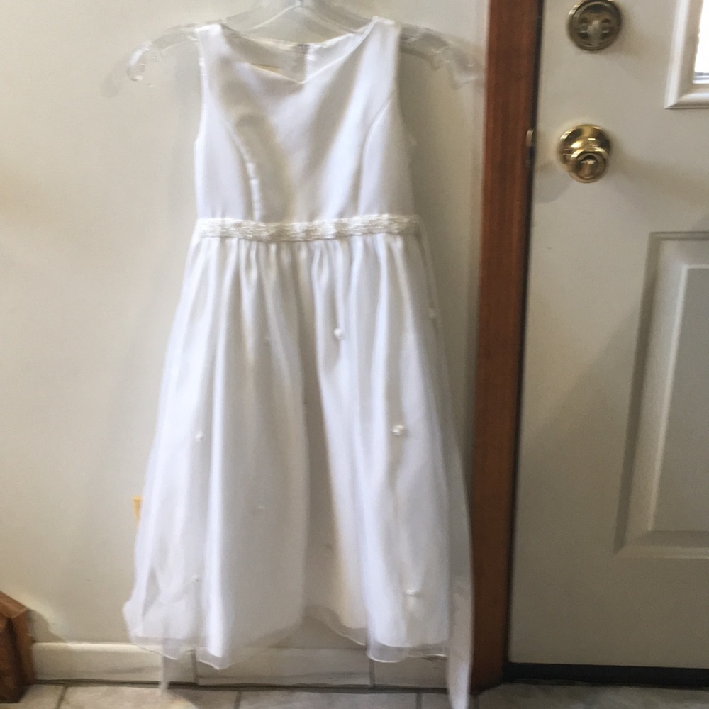 Girls Cinderella white bridesmaid dress